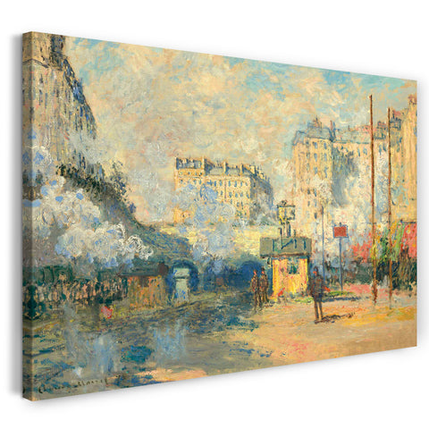 Top-Angebot Kunstdruck Claude Monet - Äußeres der Heilig-Lazare Station, Sonneneffekt Leinwand auf Keilrahmen gespannt