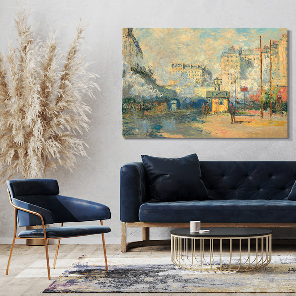 Top-Angebot Kunstdruck Claude Monet - Äußeres der Heilig-Lazare Station, Sonneneffekt Leinwand auf Keilrahmen gespannt