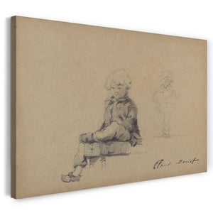 Top-Angebot Kunstdruck Claude Monet - Skizzen von Kindern Leinwand auf Keilrahmen gespannt