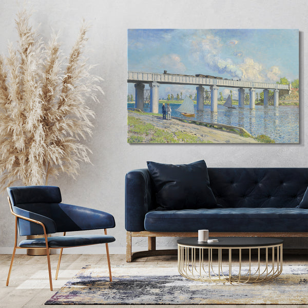 Top-Angebot Kunstdruck Claude Monet - Die Eisenbahnbrücke in Argenteuil Leinwand auf Keilrahmen gespannt