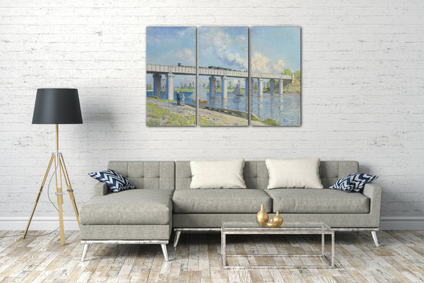 Top-Angebot Kunstdruck Claude Monet - Die Eisenbahnbrücke in Argenteuil Leinwand auf Keilrahmen gespannt