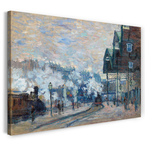 Top-Angebot Kunstdruck Claude Monet - Gare Saint-Lazare, Außenansicht Leinwand auf Keilrahmen gespannt