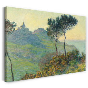 Top-Angebot Kunstdruck Claude Monet - Die Kirche von Varengeville, untergehende Sonne Leinwand auf Keilrahmen gespannt