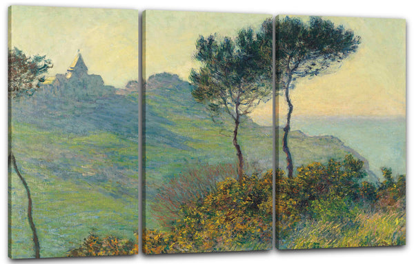 Leinwandbild Claude Monet - Die Kirche von Varengeville, untergehende Sonne