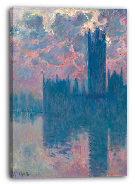 Leinwandbild Claude Monet - Das Parlament, Sonnenuntergang (Die Häuser des Parlaments, bei Sonnenuntergang)