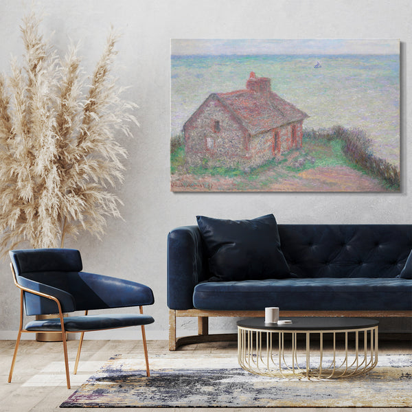 Top-Angebot Kunstdruck Claude Monet - Das Haus von Douanier, rosa Effekt Leinwand auf Keilrahmen gespannt