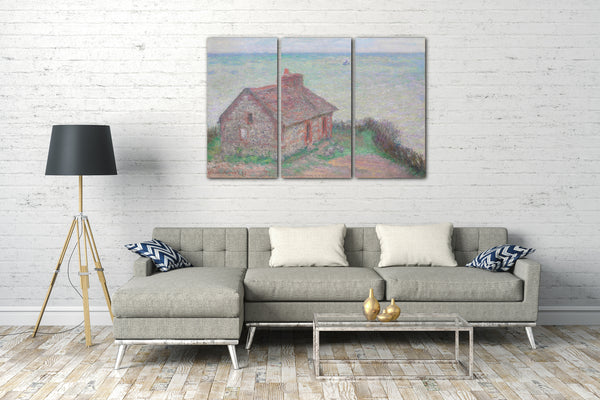 Top-Angebot Kunstdruck Claude Monet - Das Haus von Douanier, rosa Effekt Leinwand auf Keilrahmen gespannt