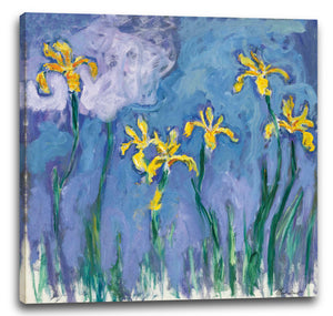 Leinwandbild Claude Monet - Gelbe Iris mit rosa Wolke
