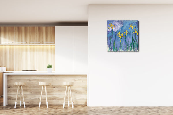 Leinwandbild Claude Monet - Gelbe Iris mit rosa Wolke
