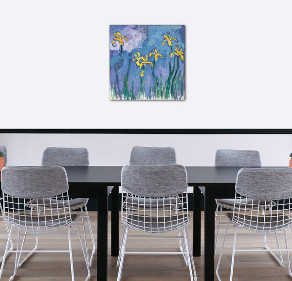 Leinwandbild Claude Monet - Gelbe Iris mit rosa Wolke