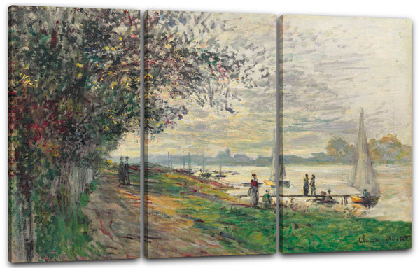 Leinwandbild Claude Monet - Die Bank von Petit-Gennevilliers, untergehende Sonne