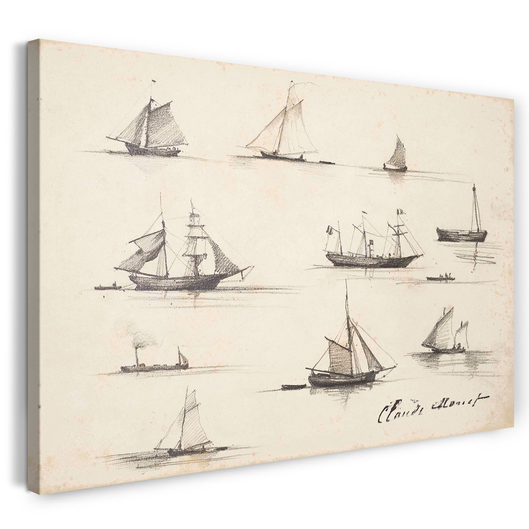 Top-Angebot Kunstdruck Claude Monet - Verschiedene Boote Leinwand auf Keilrahmen gespannt