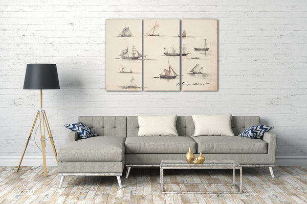 Top-Angebot Kunstdruck Claude Monet - Verschiedene Boote Leinwand auf Keilrahmen gespannt