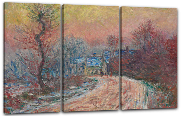 Leinwandbild Claude Monet - Eingang von Giverny im Winter, untergehende Sonne
