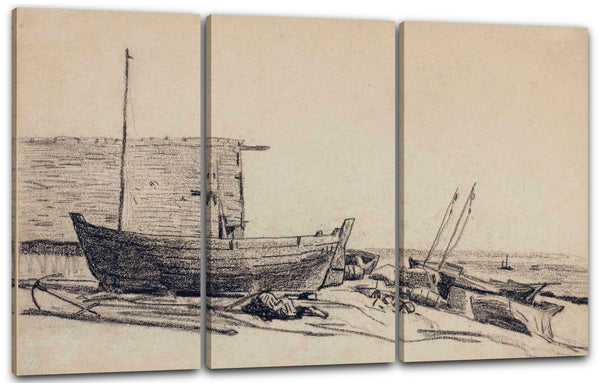 Leinwandbild Claude Monet - Boote am Strand angespült