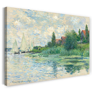 Top-Angebot Kunstdruck Claude Monet - Die Ufer der Seine bei Petit-Gennevilliers Leinwand auf Keilrahmen gespannt