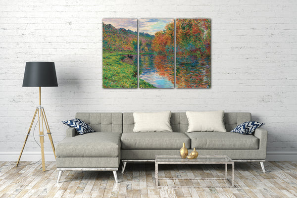 Top-Angebot Kunstdruck Claude Monet - Der Arm von Jeufosse, Herbst Leinwand auf Keilrahmen gespannt