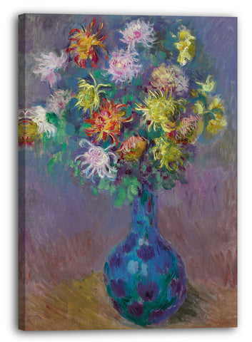 Top-Angebot Kunstdruck Claude Monet - Vase mit Chrysanthemen Leinwand auf Keilrahmen gespannt