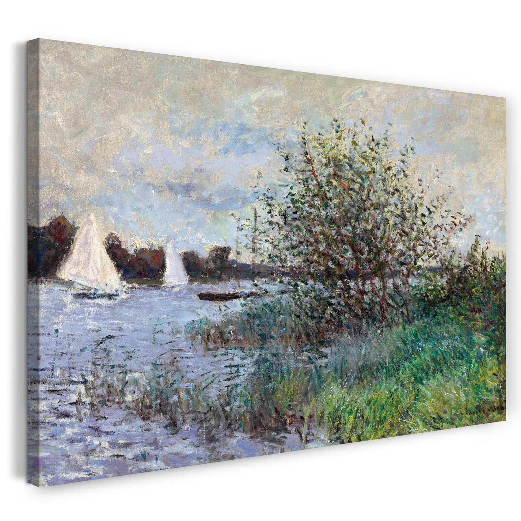 Top-Angebot Kunstdruck Claude Monet - Die Ufer der Seine in der Nähe von Argenteuil Leinwand auf Keilrahmen gespannt