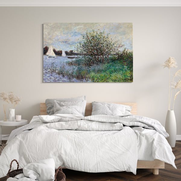 Top-Angebot Kunstdruck Claude Monet - Die Ufer der Seine in der Nähe von Argenteuil Leinwand auf Keilrahmen gespannt