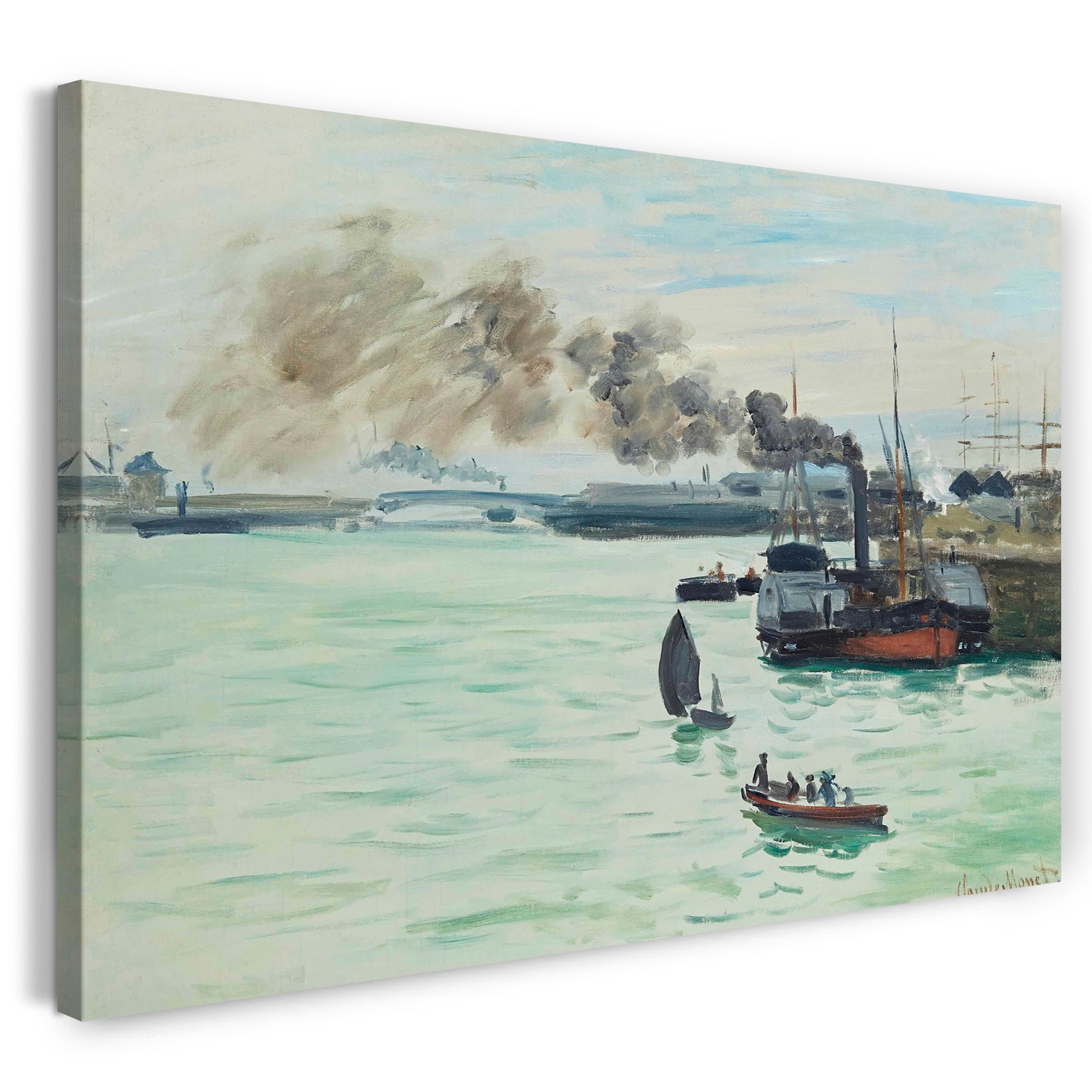 Top-Angebot Kunstdruck Claude Monet - Blick auf einen Hafen Leinwand auf Keilrahmen gespannt