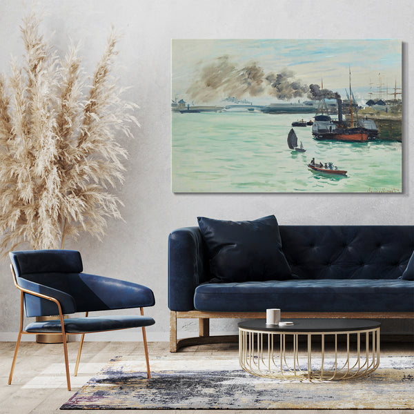 Top-Angebot Kunstdruck Claude Monet - Blick auf einen Hafen Leinwand auf Keilrahmen gespannt