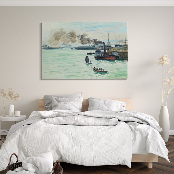 Top-Angebot Kunstdruck Claude Monet - Blick auf einen Hafen Leinwand auf Keilrahmen gespannt