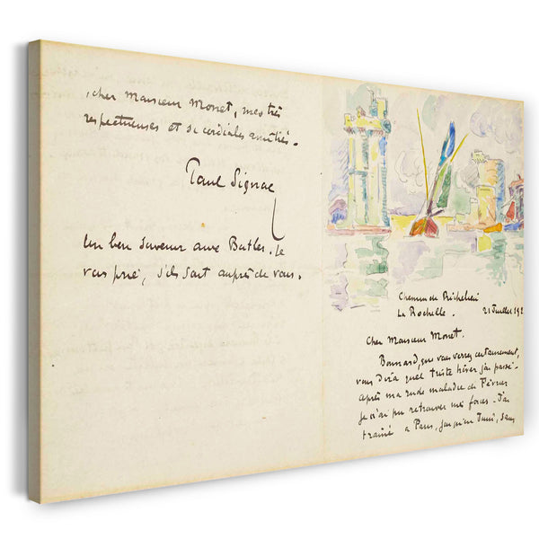Top-Angebot Kunstdruck Paul Signac - Autogrammbrief an Claude Monet Leinwand auf Keilrahmen gespannt