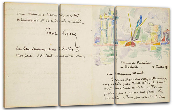 Leinwandbild Paul Signac - Autogrammbrief an Claude Monet