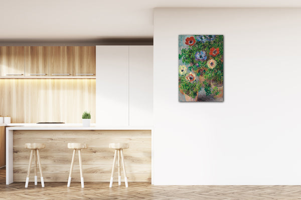 Top-Angebot Kunstdruck Claude Monet - Anemonen im Topf Leinwand auf Keilrahmen gespannt