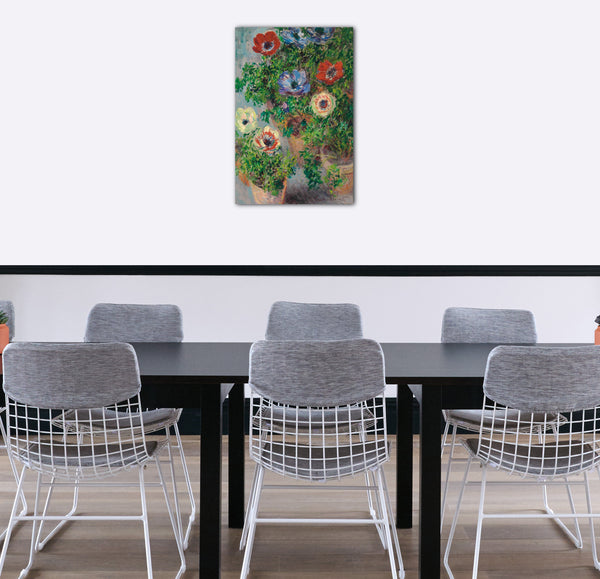 Top-Angebot Kunstdruck Claude Monet - Anemonen im Topf Leinwand auf Keilrahmen gespannt