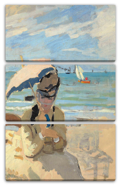 Leinwandbild Claude Monet - Camille sitzt am Strand von Trouville