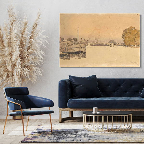 Top-Angebot Kunstdruck Fernand Arvey Lungren - Paris, die Seine Leinwand auf Keilrahmen gespannt
