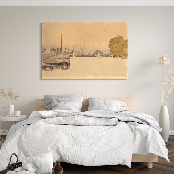 Top-Angebot Kunstdruck Fernand Arvey Lungren - Paris, die Seine Leinwand auf Keilrahmen gespannt