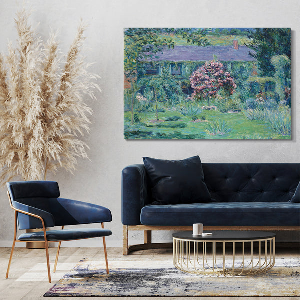 Top-Angebot Kunstdruck Blanche Hoschedé Monet - Monets Haus in Giverny Leinwand auf Keilrahmen gespannt
