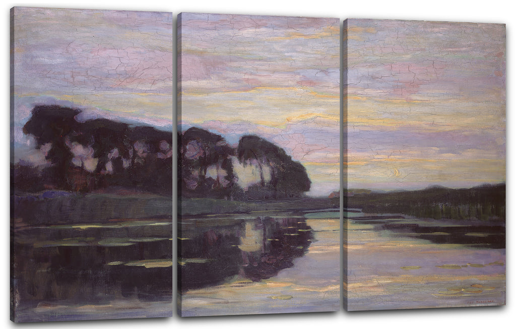 Leinwandbild Piet Mondrian - Farm auf dem Gein, versteckt von hohen Bäumen, bei Sonnenuntergang