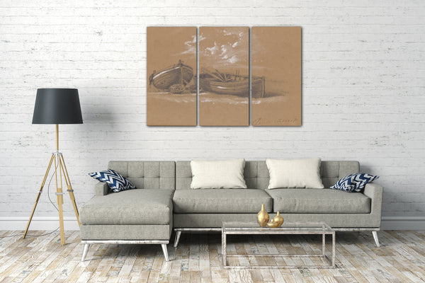 Top-Angebot Kunstdruck Claude Monet - Zwei gestrandete Kanus Leinwand auf Keilrahmen gespannt