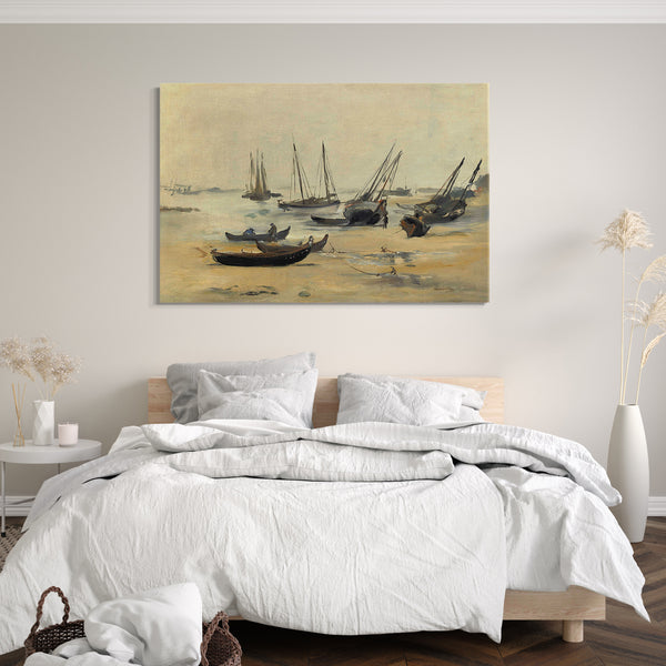 Top-Angebot Kunstdruck Edouard Manet - Der Strand bei Ebbe Leinwand auf Keilrahmen gespannt
