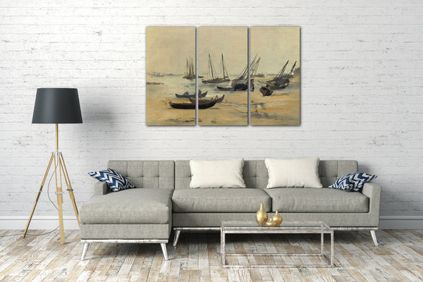 Top-Angebot Kunstdruck Edouard Manet - Der Strand bei Ebbe Leinwand auf Keilrahmen gespannt