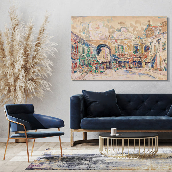 Top-Angebot Kunstdruck Paul Signac - Nizza (Markttag) Leinwand auf Keilrahmen gespannt