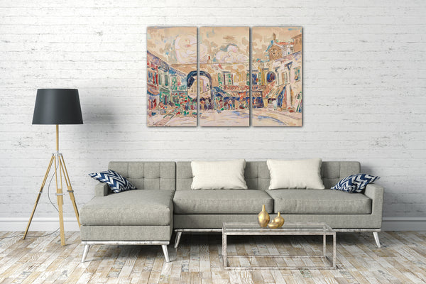 Top-Angebot Kunstdruck Paul Signac - Nizza (Markttag) Leinwand auf Keilrahmen gespannt