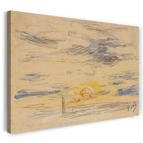 Top-Angebot Kunstdruck Eugène Boudin - Sonnenuntergang (vorne); Marine Studie (Rückseite) Leinwand auf Keilrahmen gespannt