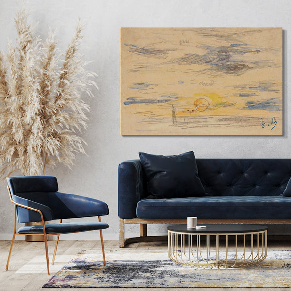 Top-Angebot Kunstdruck Eugène Boudin - Sonnenuntergang (vorne); Marine Studie (Rückseite) Leinwand auf Keilrahmen gespannt