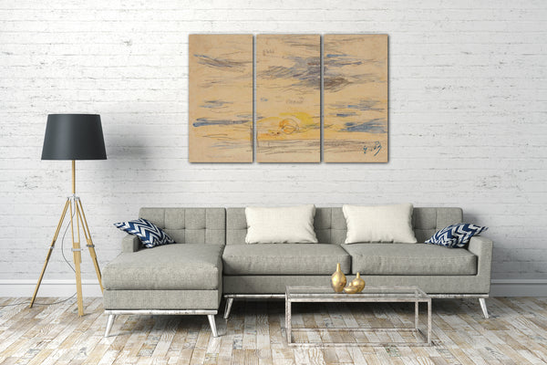 Top-Angebot Kunstdruck Eugène Boudin - Sonnenuntergang (vorne); Marine Studie (Rückseite) Leinwand auf Keilrahmen gespannt