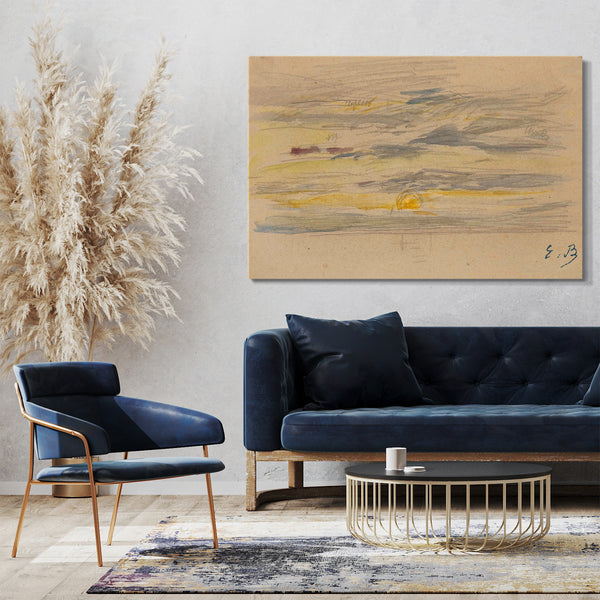 Top-Angebot Kunstdruck Eugène Boudin - Untergehende Sonne Leinwand auf Keilrahmen gespannt