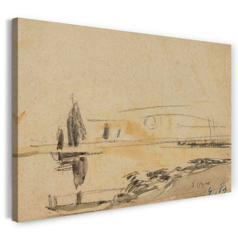 Top-Angebot Kunstdruck Eugène Boudin - Rivage. Sonnenuntergang (vorne); Segelboot-Studie (Rückseite) Leinwand auf Keilrahmen gespannt