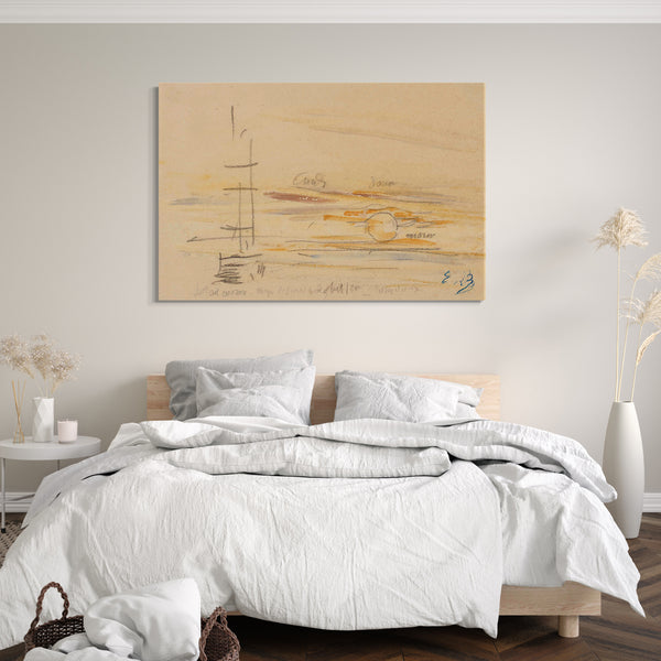 Top-Angebot Kunstdruck Eugène Boudin - Segelboot. Untergehende Sonne Leinwand auf Keilrahmen gespannt