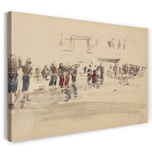 Top-Angebot Kunstdruck Eugène Boudin - Fischer am Strand von Berck Leinwand auf Keilrahmen gespannt