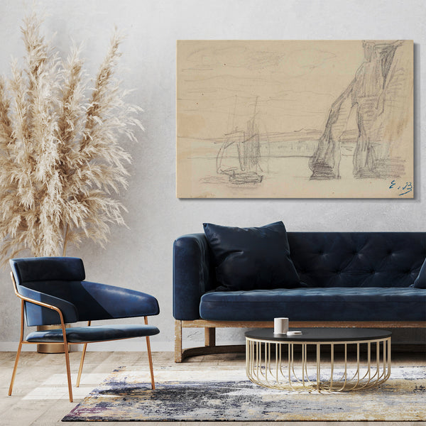 Top-Angebot Kunstdruck Eugène Boudin - Klippe von Étretat Leinwand auf Keilrahmen gespannt