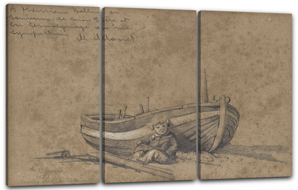 Leinwandbild Claude Monet - Kind in einem Boot